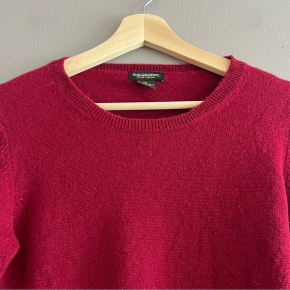 Philosophy Dane Lewis Deep Red 100% Cashmere Crew Neck Sweater Sz M - Picture 2 of 16